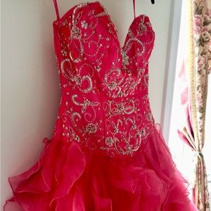 Pink Ball Gown for Prom with jewelled corset
